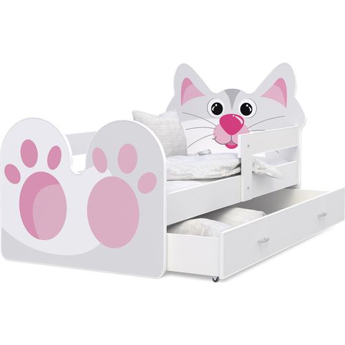 Kinderbett 160-02, Jugendbett mit Motiv Katze, 80x160 cm , mit Matratze