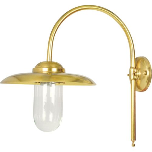 Wandlampe außen Echt-Messing Glas H: 45 cm IP44 in Messing E27 Maritim Außenleuchte Wand