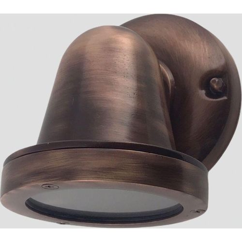 Wandleuchte außen Messing Glas GU10 IP64 H: 14 cm in Kupfer antik Maritim Außenwandlampe