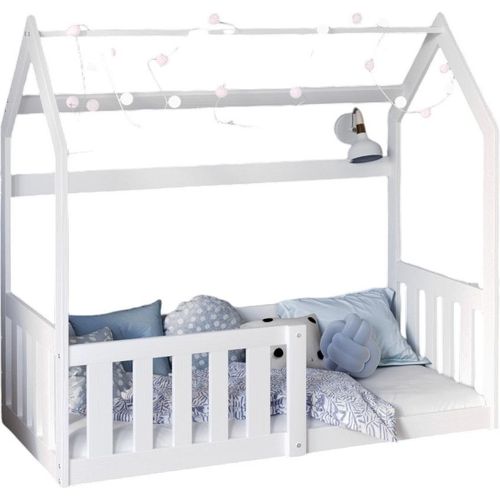 Hochbett, Kinderbett , Etagenbett GO-190W- , 190x80 cm , mit Matratze. Farbe Weiß