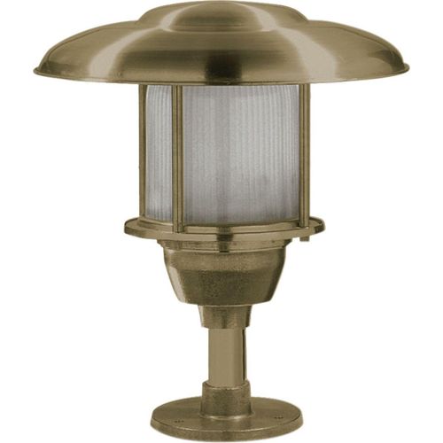 Sockelleuchte Messing Glas 32 cm IP64 in E27 rund Maritim Außenlampe