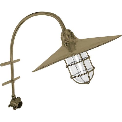 Außenleuchte Wand mit Schalter Messing Glas 65 cm hoch IP54 in E27 Maritim Außenwandlampe