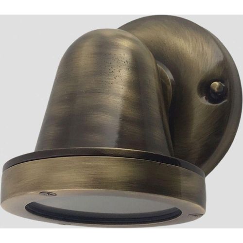 Wandlampe außen Messing massiv Glas H: 14 cm IP64 in antik GU10 Maritim Außenwandlampe