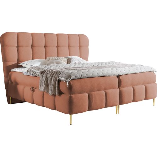 MIRJAN24 Boxspringbett mit zwei Bettkästen Lolly, Schlafzimmer Ehebett, Doppelbett mit Topper, Härtegrad H3 (Farbe: Freya 210.32, Größe: 140x200 cm)