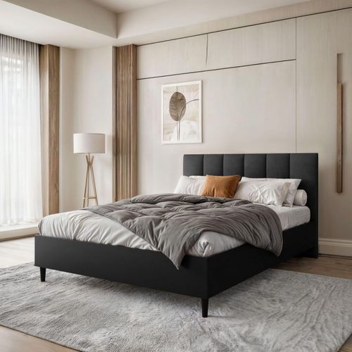 BEAUTYSOFA Polsterbett LECTUS 160x200cm - Designerbett mit Bettkasten & Lattenrost - Schwarz (Jasmine 100)