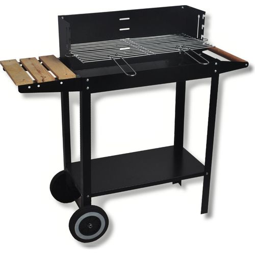 Holzkohlegrill aus Stahl mit Seitenablage aus Holz 85,2x36xH82,7 cm