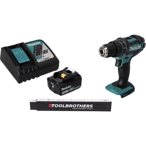 Toolbrothers Gliedermaßstab + DHP 482 RF1 Akku Schlagbohrschrauber 18 V 62 Nm + 1x Akku 3,0 Ah + Ladegerät