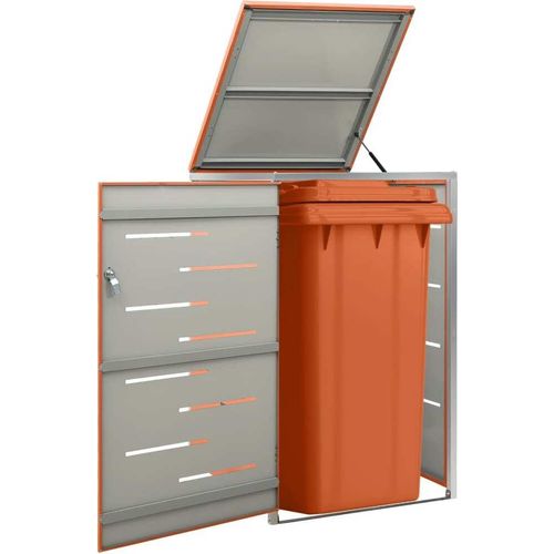Edelstahl Mülltonnenbox verzinkte Paneelen bis 4 Tonnen Kapazität versch. Farben, Farbe:orange, Größe:69 x 77.5 x 115 cm
