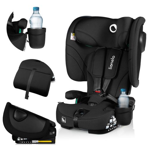 Lionelo Kindersitz Nelly i-Size 76-150 cm Neigungsverstellung der Rückenlehne (4 Stufen), Montage: ISOFIX und Top-Tether-Gurt - Schwarz