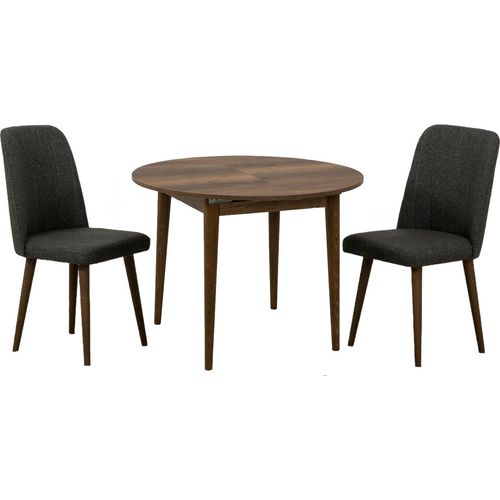 Tisch- und Stuhlset Alcor, Gartensitzgruppe, Zusammensetzung von Tischen und Bänken, Outdoor-Lounge mit Tisch und StÃ1/4hlen, 100x100h75 cm, Walnuss und Anthrazit