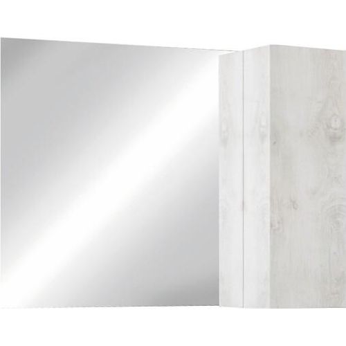 Designspiegel mit Aufbewahrung, 110x75 cm, Kollektion ISORA, Farbe Weiß Holzeffekt