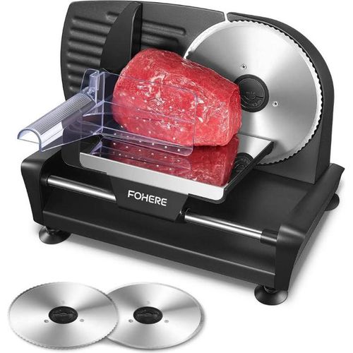 Allesschneider Elektrischer 200 Watt für den Heimgebrauch, Profi-Brotschneidemaschine mit Abnehmbarer 2 x 19 cm Klinge, 0–15 präziser Dickenknopf Schnitt Fleisch Schinken Brot Obst, Sicherheitsschutz