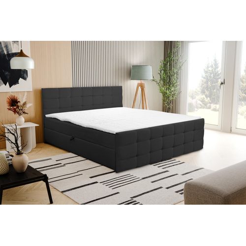 VENASI NATALIE Boxspringbett 160x200 mit 2 Bettkasten H2/H3 Matratze SCHWARZ Cosmic 100