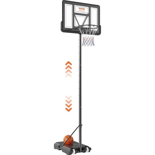 Basketballkorb Outdoor Basketballständer 122–305 cm Einstellbare Höhe, Basketballanlage Schwarz Wetterbeständig Rostbeständig, Basketballkorb Standfuß mit Wasser oder Sand Mobil