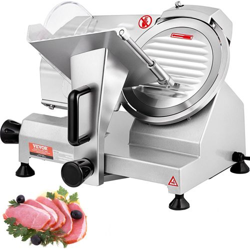 Kommerzieller Fleisch Allesschneider 200 W, Elektrische Aufschnittmaschine Lebensmittelschneider mit 20,32 cm-Kohlenstoffstahlklinge, 0–12 mm Einstellbare Dicke für Fleisch, Käse usw.
