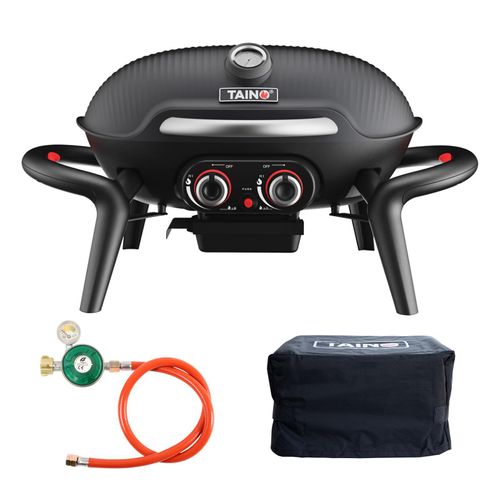 TAINO KENAI Gasgrill klein Tischgrill Outdoorküche Aluguss Schwarz