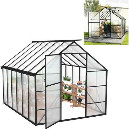 XMTECH Aluminium Gewächshaus 7,75² 310×250×205 cm inkl. Dachfenster Treibhaus Gartenhaus Frühbeet Pflanzenhaus Aufzucht