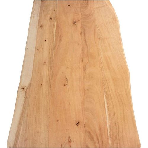 Tischplatte 100x60 cm Curt, Holzplatte Akazienholz massiv + naturfarben + lackiert, Baumkanten-Platte für Heimwerker, Arbeitsplatten, Tische & Fensterbretter