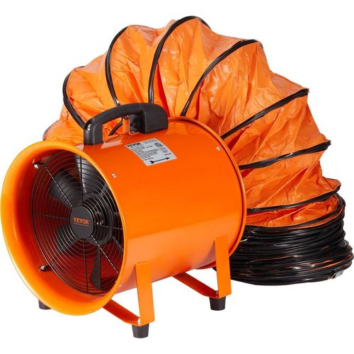 Bauventilator 365-W-AC-Motor Baugebläse 2810 U/min Baulüfter Gebläse 1214 L/s (2574 CFM) Axiallüfter 10 m Schlauch Axialgebläse 79 dB Geräuschpegel Industrielüfter IP44