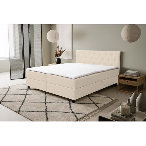 VENASI COCO Boxspringbett 140x200 mit 2 Bettkästen H2/H3 Matratze BEIGE Cosmic 10
