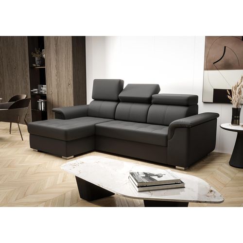 Ecksofa 247×165 cm Schwarz Links Kunstleder Kongo RBN06