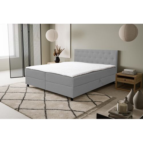 VENASI COCO Boxspringbett 140x200 mit 2 Bettkästen H2/H3 Matratze GRAU Cosmic 160