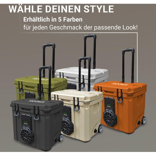 NooMii BeatRoller 35 – Kühlbox mit integriertem Bluetooth-Lautsprecher | 35L Volumen: Beige Farbe: Beige