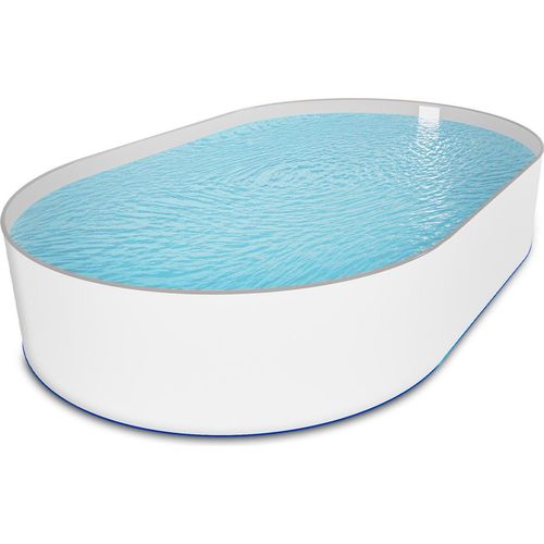 Ovalpool Stahlwandpool weiß Poolfolie grau 0,8 mm Poolset oval 300 x 500 x 135 cm als Einzelbecken
