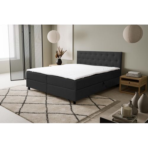 VENASI COCO Boxspringbett 180x200 mit 2 Bettkästen H2/H3 Matratze SCHWARZ Cosmic 100