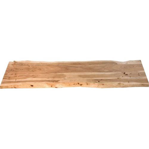 Tischplatte 200x40 cm Louisa, Holzplatte Akazienholz massiv + naturfarben + lackiert, Baumkanten-Platte für Heimwerker, Arbeitsplatten, Tische & Fensterbretter