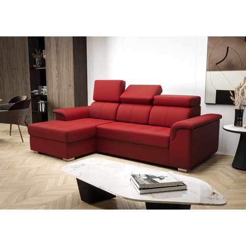 Ecksofa 247×165 cm Rot Links Kunstleder Kongo RBN06