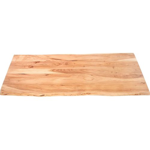 Tischplatte 120x60 cm Tom, Holzplatte aus Akazienholz massiv + naturfarben + lackiert, stilvolle Baumkanten-Platte, pflegeleichtes Unikat