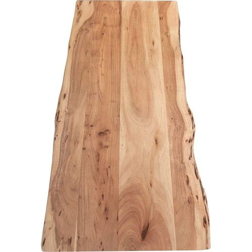 Tischplatte 140x60 cm Curt, Holzplatte Akazienholz massiv + naturfarben + lackiert, Baumkanten-Platte für Heimwerker, Arbeitsplatten, Tische & Fensterbretter