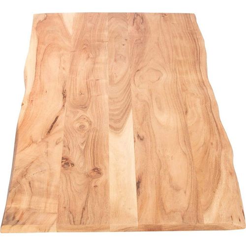 Tischplatte 120x60 cm Curt, Holzplatte Akazienholz massiv + naturfarben + lackiert, Baumkanten-Platte für Heimwerker, Arbeitsplatten, Tische & Fensterbretter