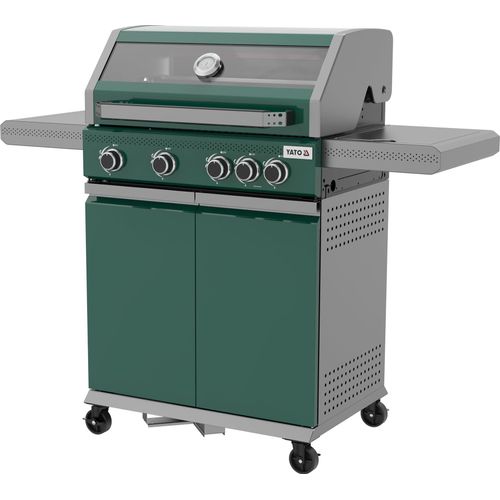 Gasgrill 14,5kW, 4+1 Brenner, Edelstahl 138x58x118cm, Sichtfenster