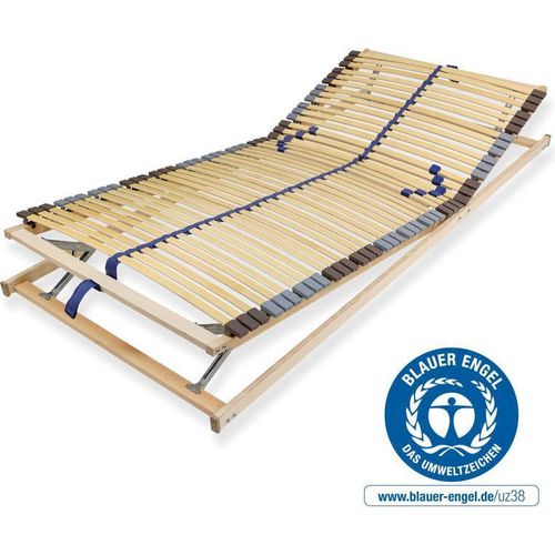 Lattenrost 140x200 cm verstellbares Kopf & Fußteil vormontiert Blauer Engel- 42 Latten 7-Zonen Traglast 150 kg Birkenschichtholz