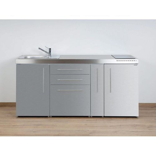 Stengel Miniküche MP 180 A Edelstahl mit Kühlschrank und Apothekerauszug
