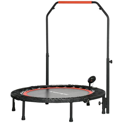 Mini-Trampolin,Fitness-Trampolin mit höhenverstellbarem Haltegriff,LCD-Monitor,102 x 99-123cm,aus Stahl,bis 100 kg für effektives Training