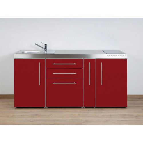 Stengel Miniküche MP 180 A Bordeauxrot mit Kühlschrank und Apothekerauszug