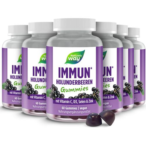 Nature's Way Immun Holunderbeeren Gummies - mit Vitamin C, D3, Selen, Zink & Holunderbeeren