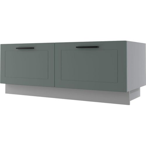 Küchenbank KVANTUM Vollauszug Soft-Close 120cm Korpus- & Frontfarbe wählbar (Q-D2A/120),mint matt,grau