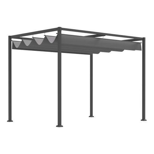 Pergola Pavillon 298x213x221 cm Grau Wetterfestes Polyester Schiebedach Terrassenueberdachung Fuer Garten Terrasse