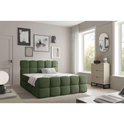 Boxspringbett Schlafzimmerbett SATINE PREMIUM 180x220cm Stoff Coral Meeresgrün