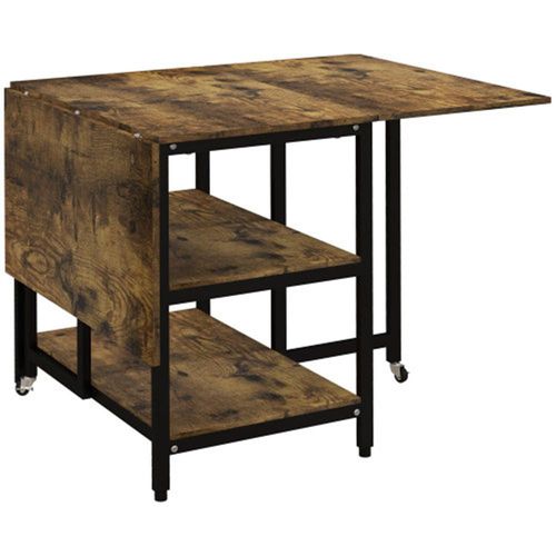 Klapptisch Esstisch Rollen,Küchentisch 2-6 Personen 2 Ablagen,Esszimmertisch 140x80cm