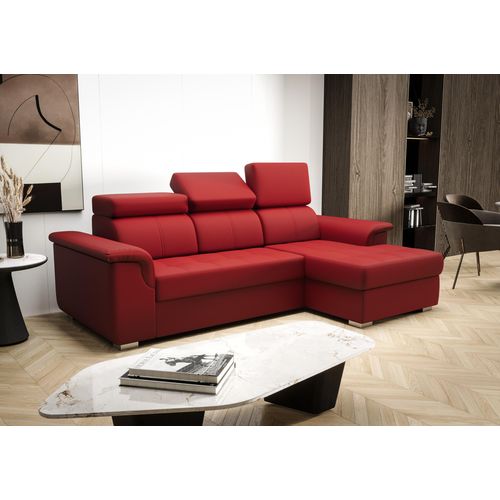 Ecksofa 247×165 cm Rot Rechts Kunstleder Kongo RBN06