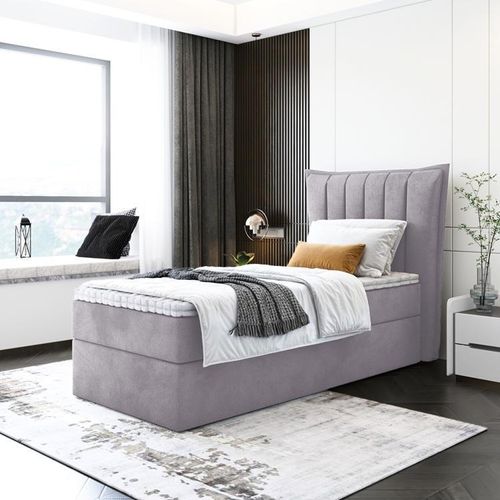 Kinderbett, Boxspringbett LUMORA MINI mit T25 Topper, Einzelbett, Stauraum, Schlafzimmer, Polsterbett, 100x200 cm. (Rosa - Itaka 38)