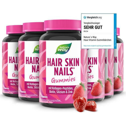 Nature's Way Hair Skin Nails Gummies - Biotin hochdosiert für Haarwachstum - mit Vitamin A, C, E
