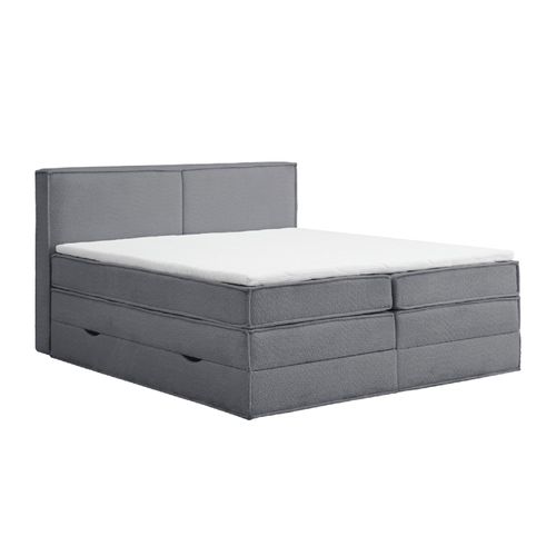 Boxspringbett KAIRO mit Bettkasten 200 x 200 cm Boucle` Anthrazit mit Visco Topper Bett Bettkasten Taschenfederkern