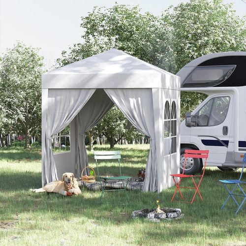 Pavillon mit 4 abnehmbare Seitenwände und 2 Fenster Bierzelt Faltpavillon Partyzelt Gartenpavillon 2 x 2m Weiß