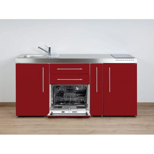 Stengel Miniküche MPGS 180 A Bordeauxrot mit Kühlschrank und Geschirrspüler